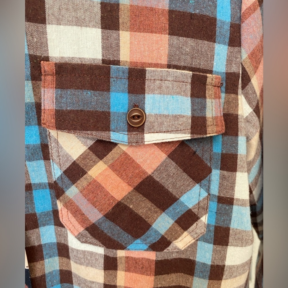 Western Plaid & Leopard Trim Button Down Top Womens Medium Coastal Cowgirl NEW - Picture 7 of 8